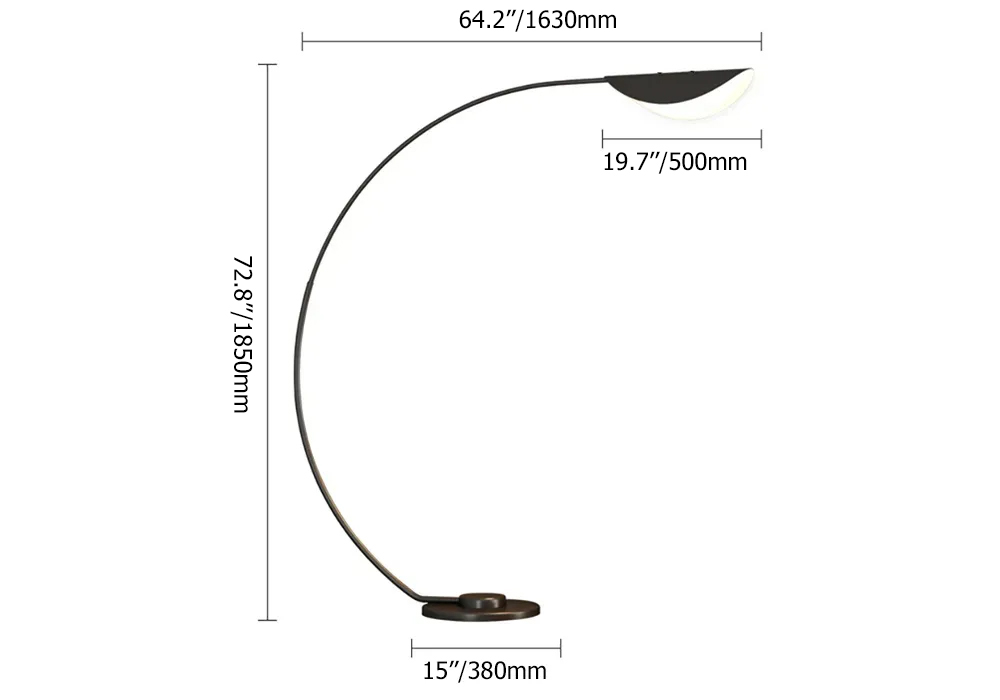 70" Tall Black Arc Floor Lamp Metal Overarching Floor Reading Lamp
