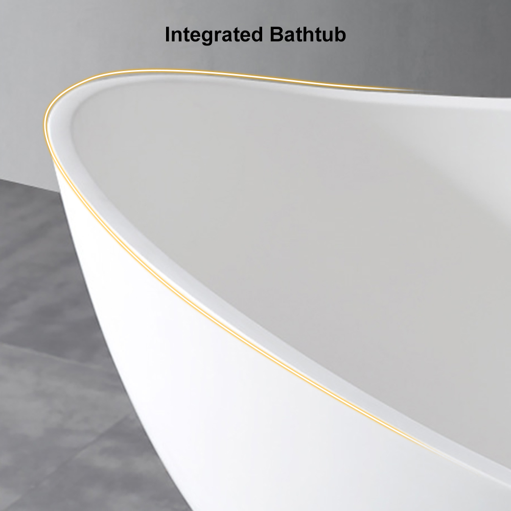 70" Contemporary Oval Freestanding Stone Resin Soaking Bathtub in
