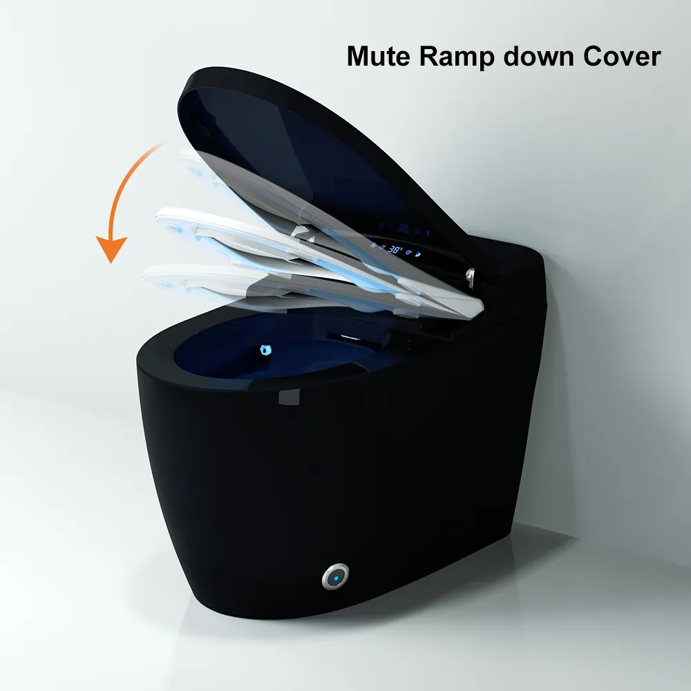 OnePiece Elongated Black Smart Toilet Floor Mounted Automatic Toilet