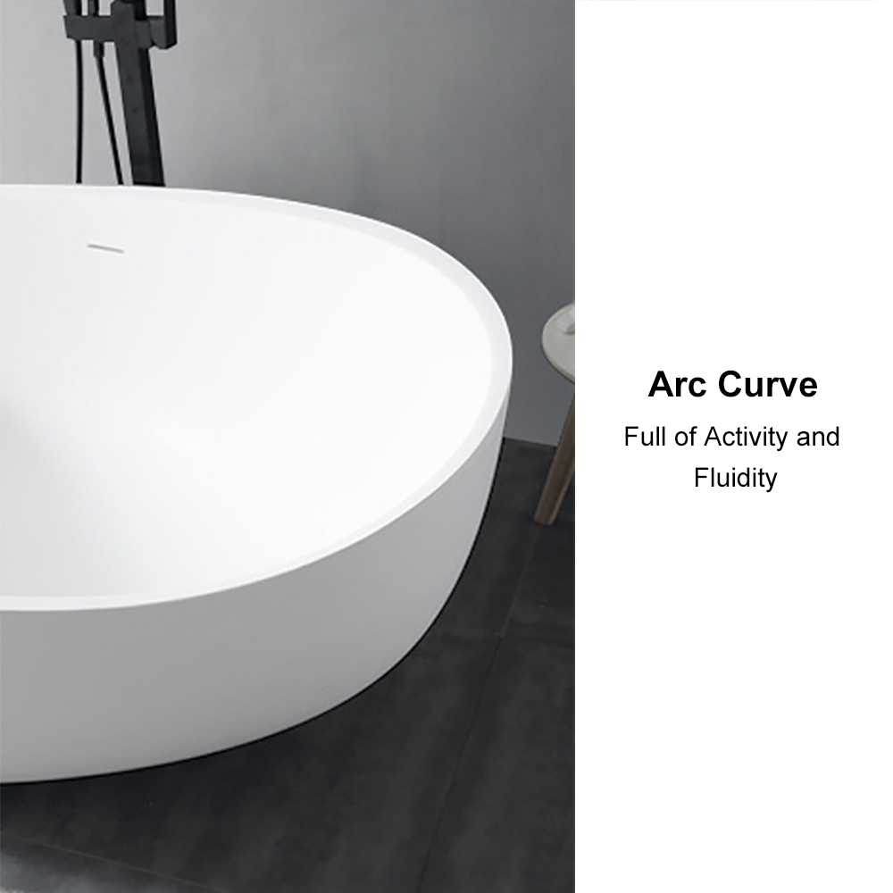 70" Contemporary Oval Freestanding Stone Resin Soaking Bathtub in Matte