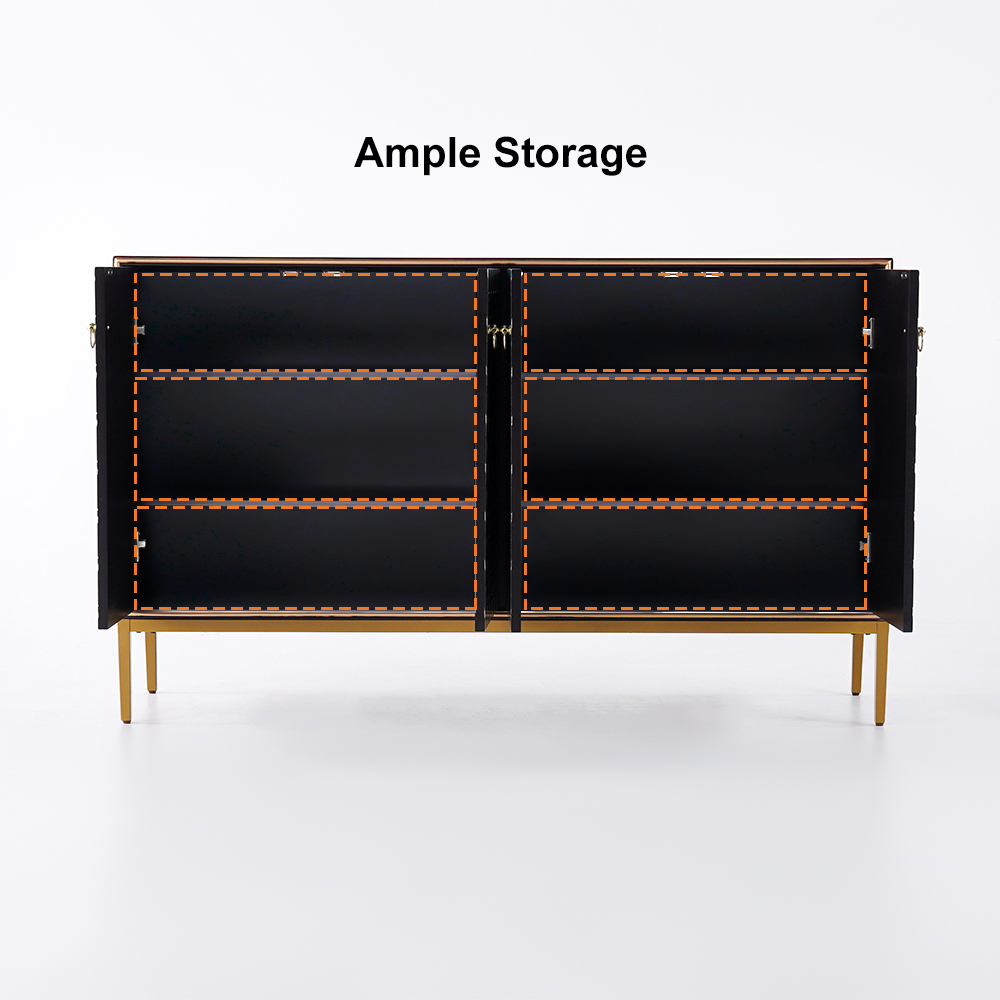 Modern Scale Patterned Sideboard Buffet with Doors & Shelves in Large Kitchen & Dining