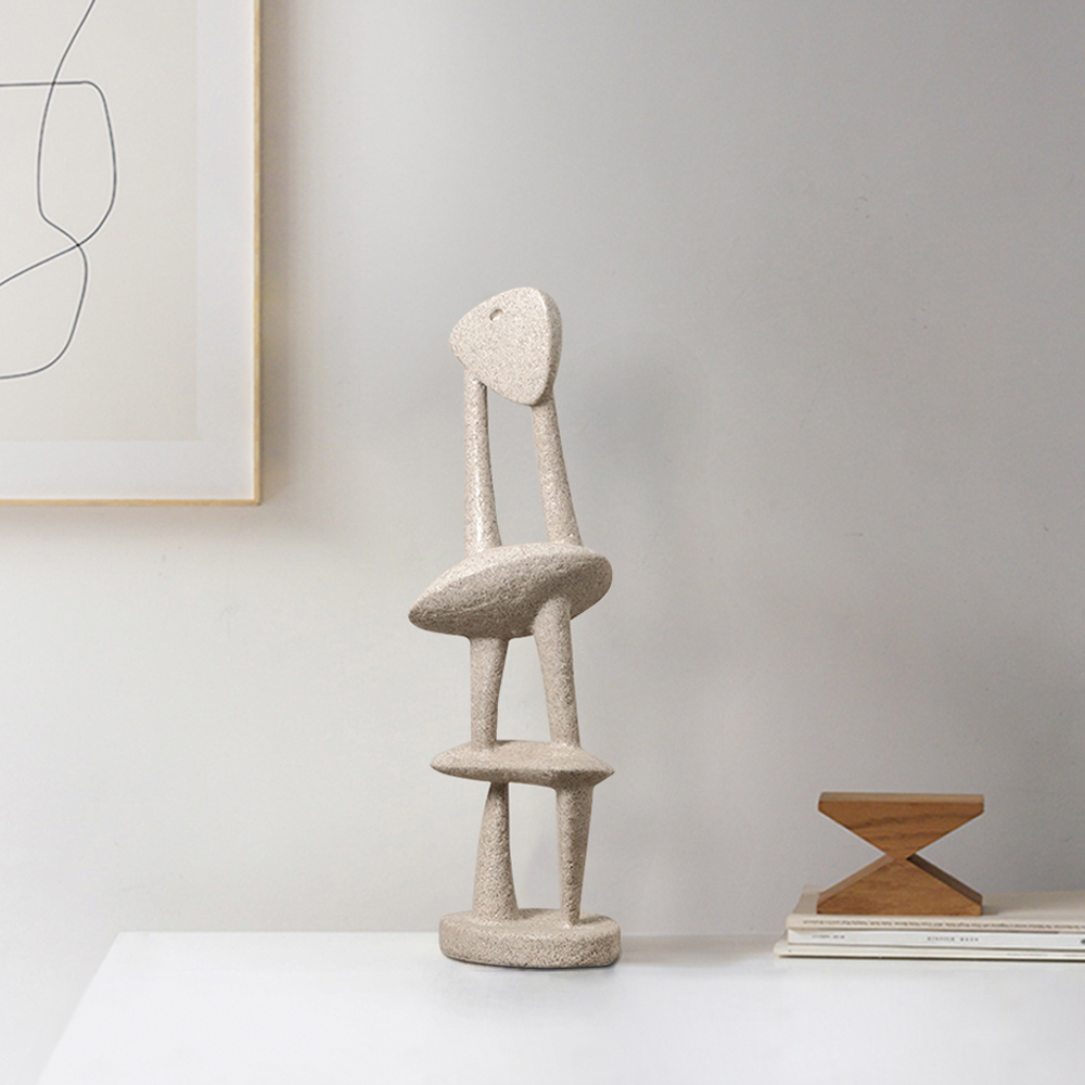 Retro Resin Abstract Sculpture Home Decorative Figurine Object Desk Decor Art in Khaki