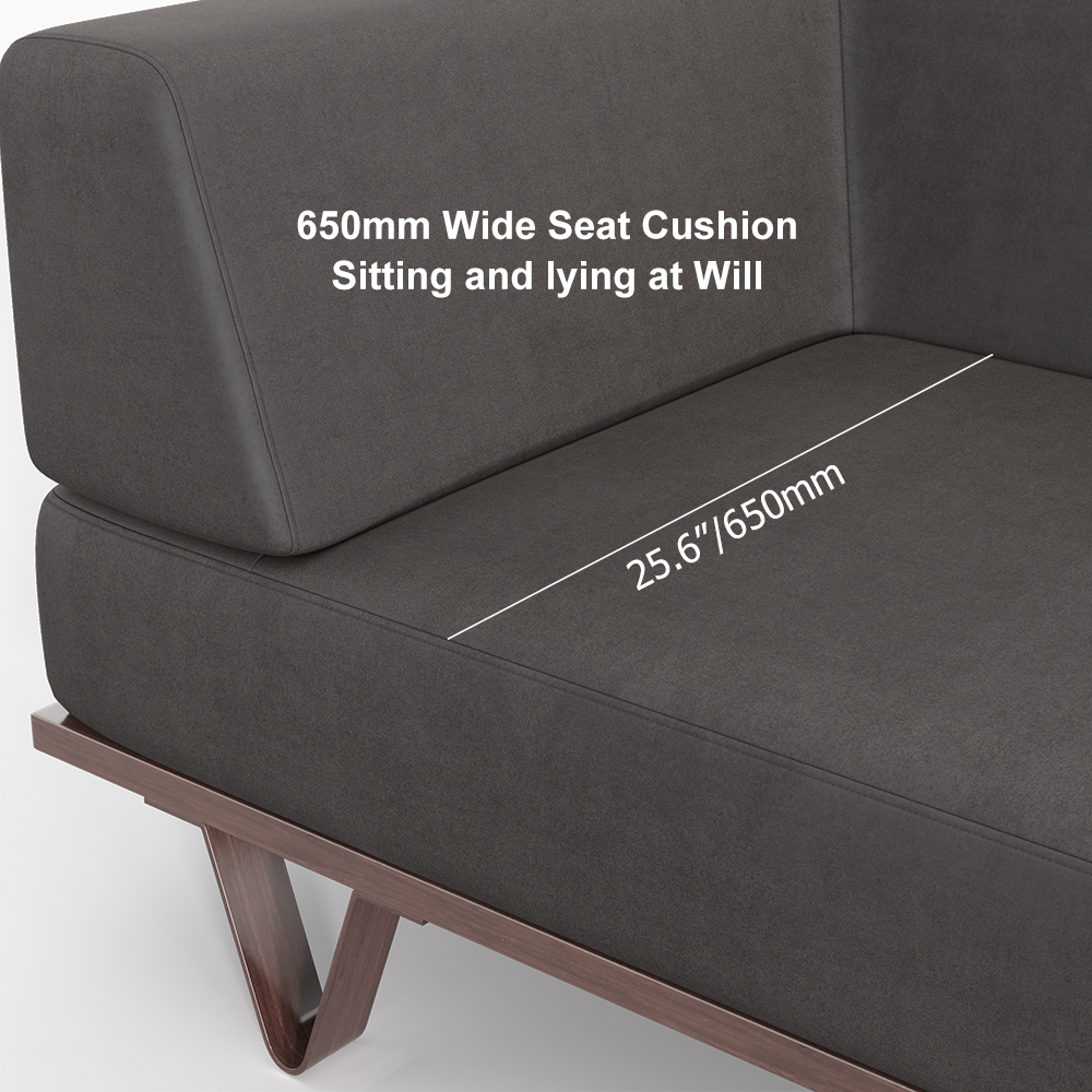 2480mm Grey & Walnut LeathAire 3Seater Sofa Industrial Upholstered with Steel Frame Living