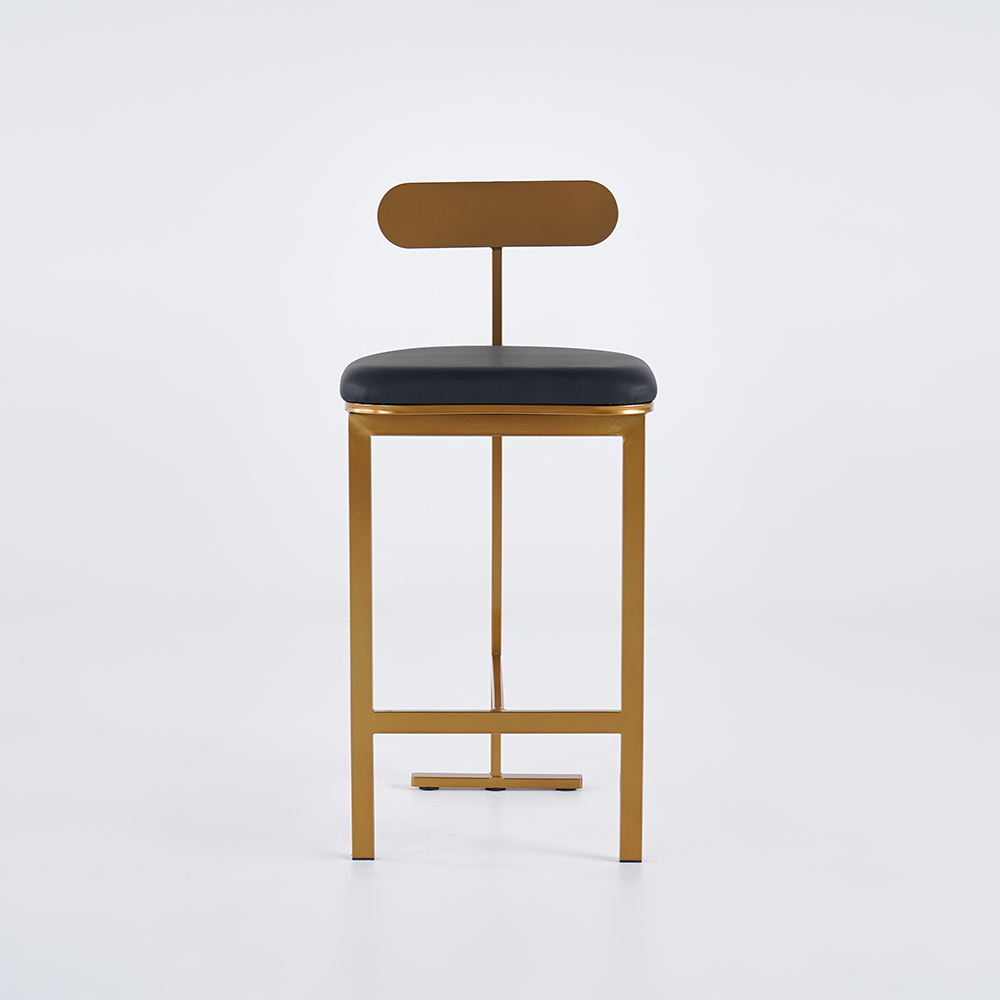 Modern PU Leather Black Counter Height Bar Stools with Back Breakfast