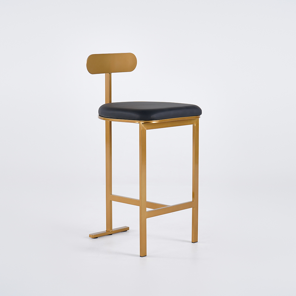 Modern PU Leather Black Counter Height Bar Stools with Back Breakfast Kitchen Bar Stool