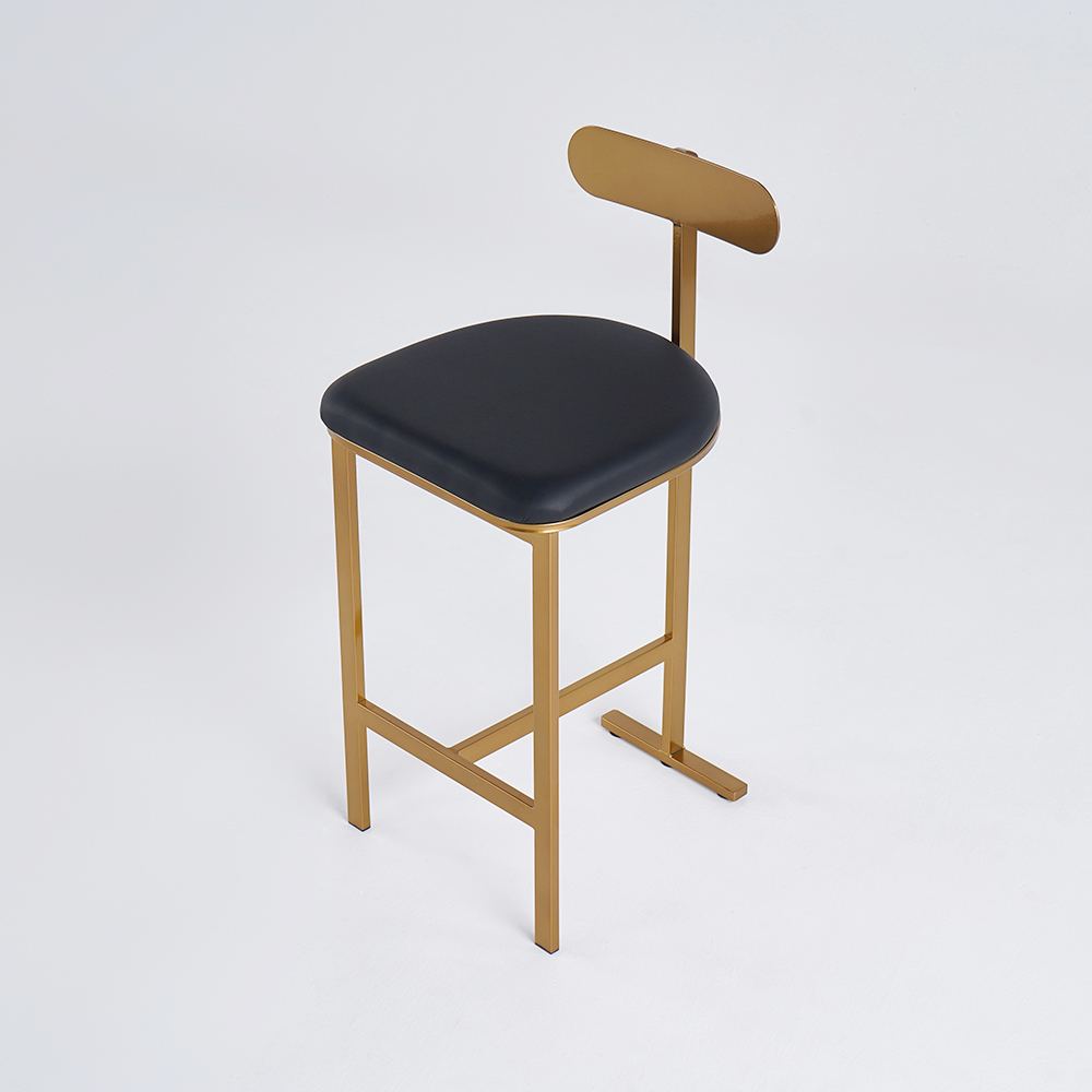 Modern PU Leather Black Counter Height Bar Stools with Back Breakfast