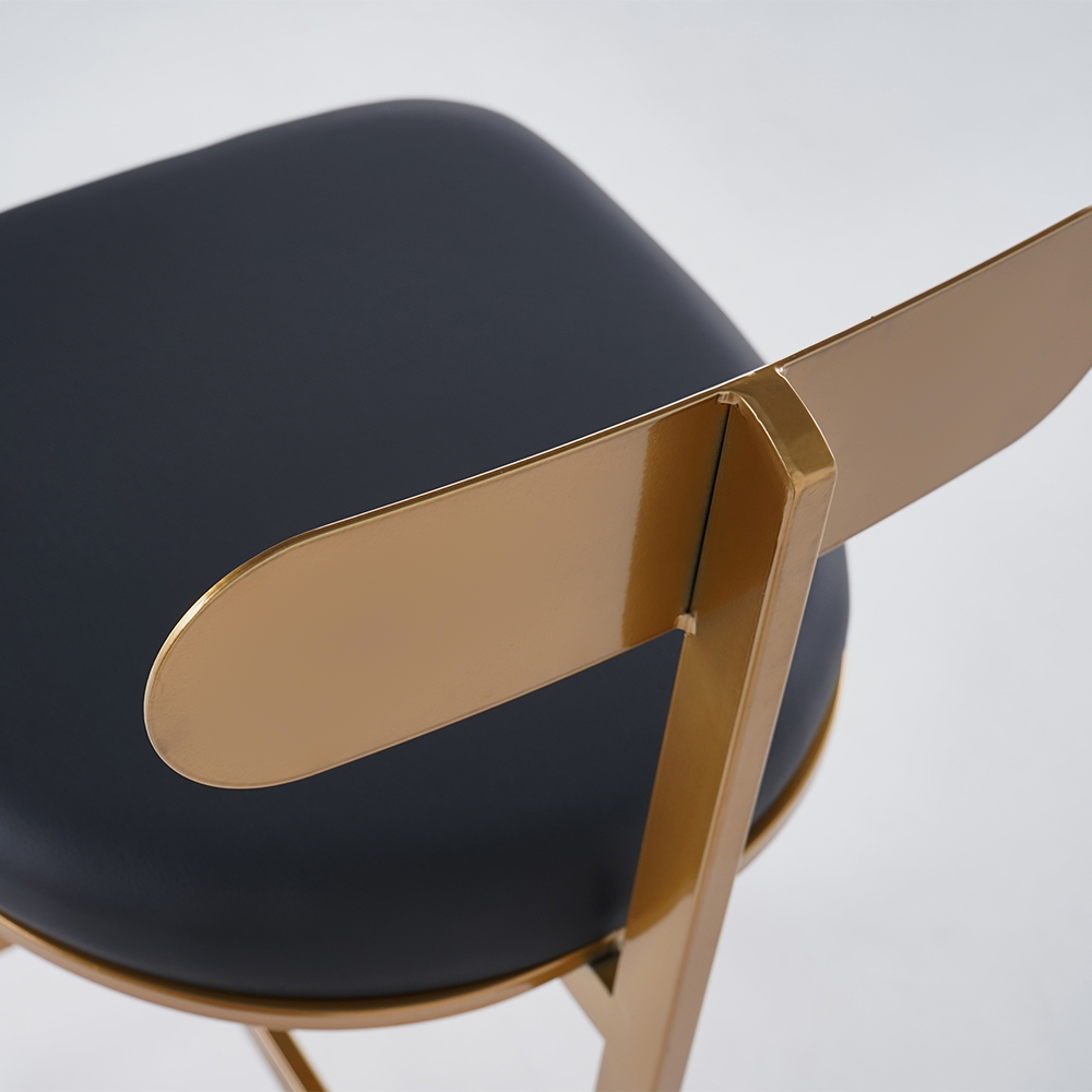 Modern PU Leather Black Counter Height Bar Stools with Back Breakfast Kitchen Bar Stool