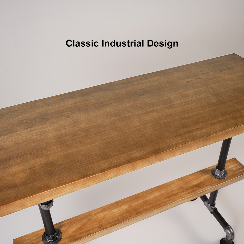 51" Industrial Rectangular Bar Table Natural Industrial Pub Table