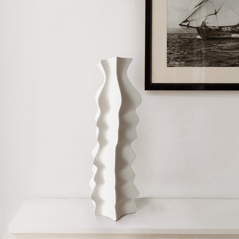 Modern Resin Abstract Sculpture Home Decorative Vase Figurine Desk Decor Art in Beige