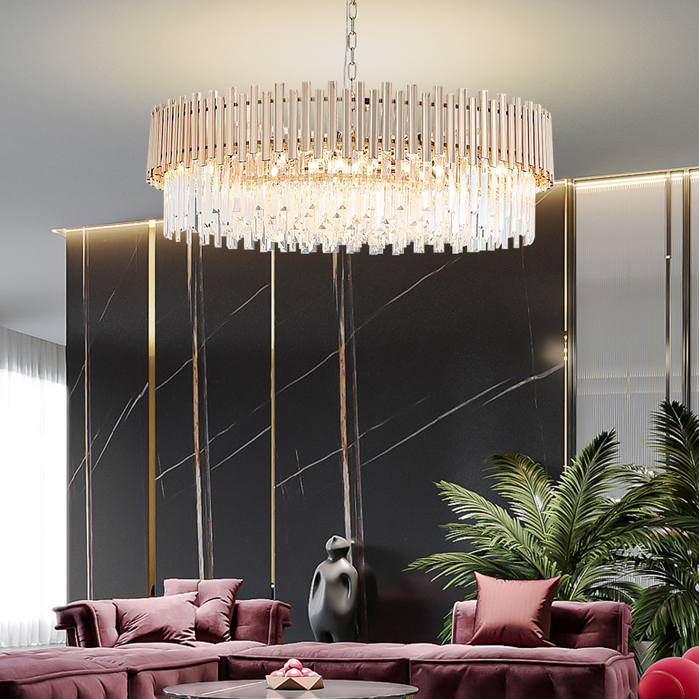 Tierizo Modern Light Tiered Crystal Chandelier With Adjustable Chain In Gold Ceiling Lights