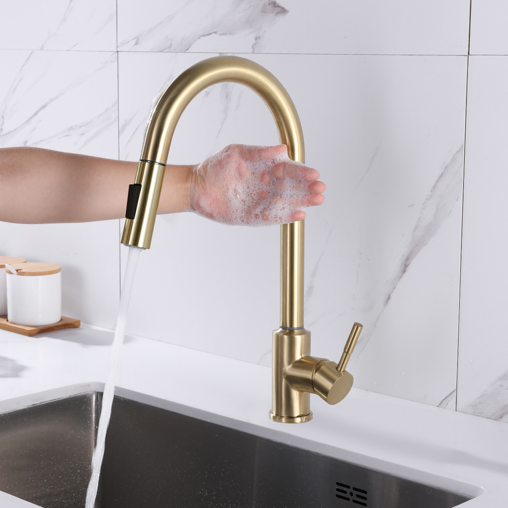 Touch Kitchen Tap Pull Out Sprayer Stainless Steel Single Handle in