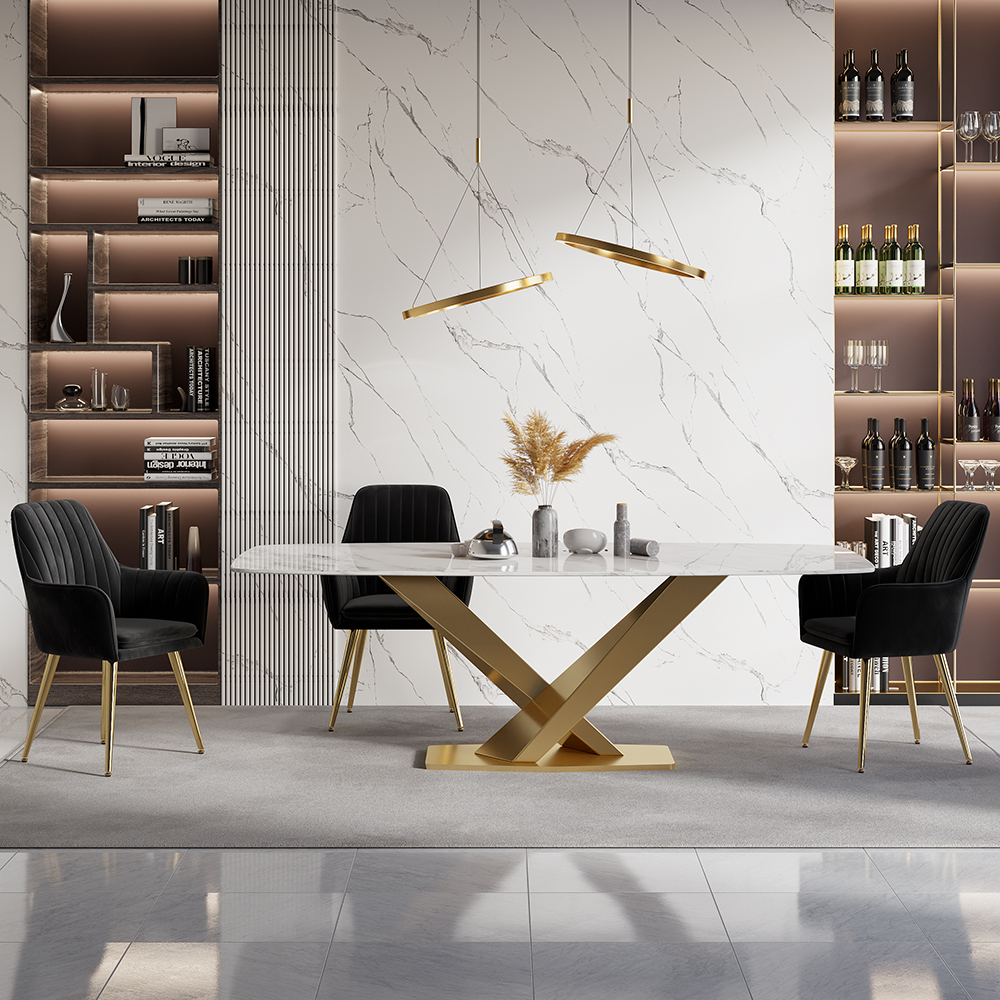 Modern Dining Chair Black Velvet Upholstered Dining Chairs With Arms