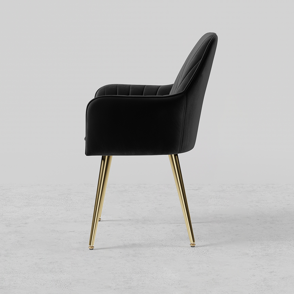 Modern Dining Chair Black Velvet Upholstered Dining Chairs With Arms
