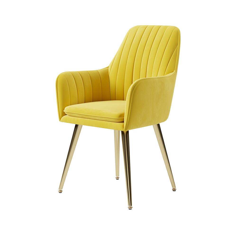 Modern Dining Chair Yellow Velvet Upholstered Dining Chairs With Arms ...