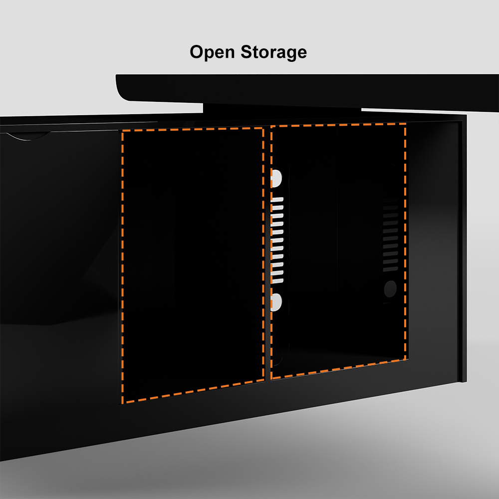 70.9" Modern Black LShape Executive Desk Drawers & Large Office Desk Left Hand Office