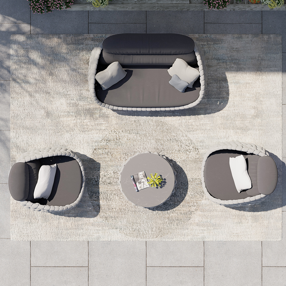 Tatta 4 Pieces Textilene Rope Woven Outdoor Sectional Sofa Set with