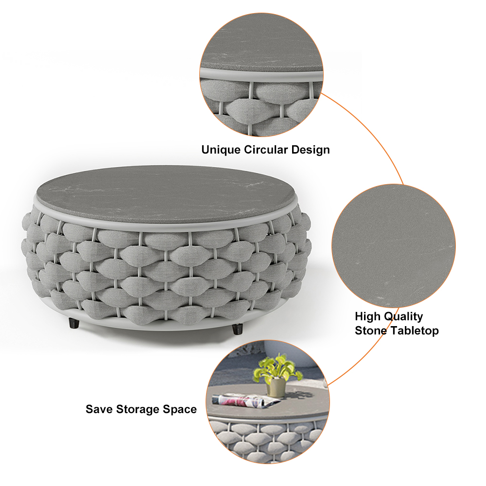 Tatta 4 Pieces Textilene Rope Woven Outdoor Sectional Sofa Set with