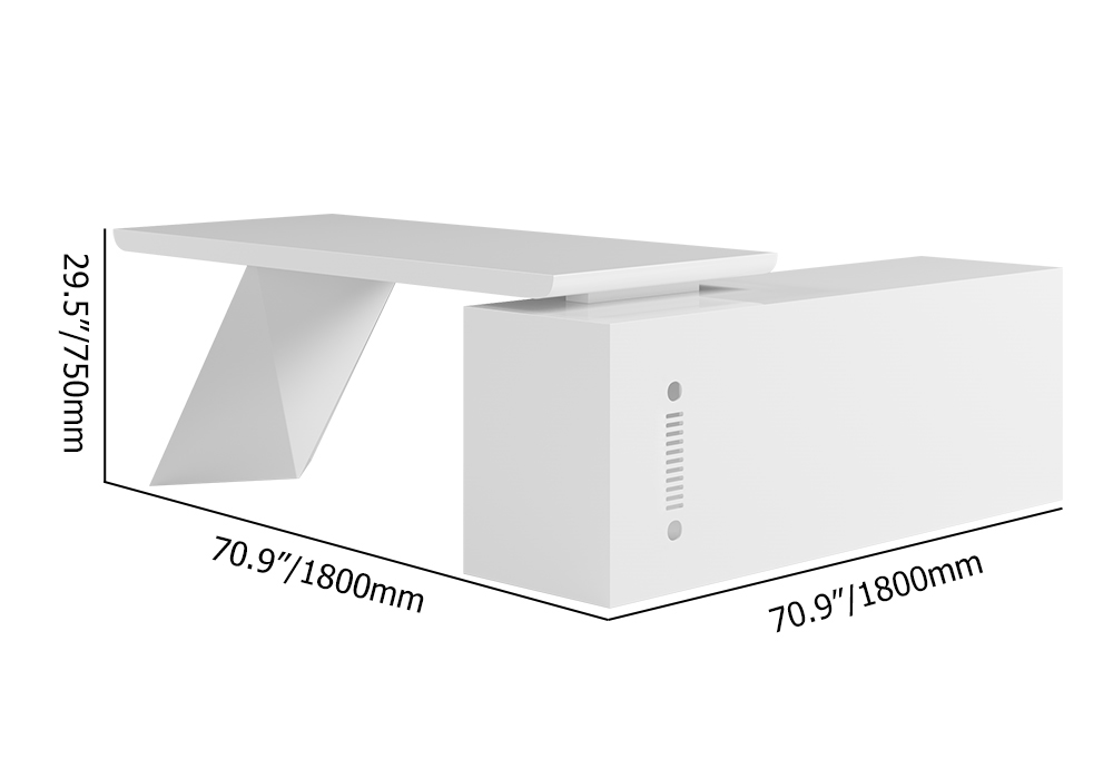 1800mm modern white writing desk with drawers cabinet l shap computer