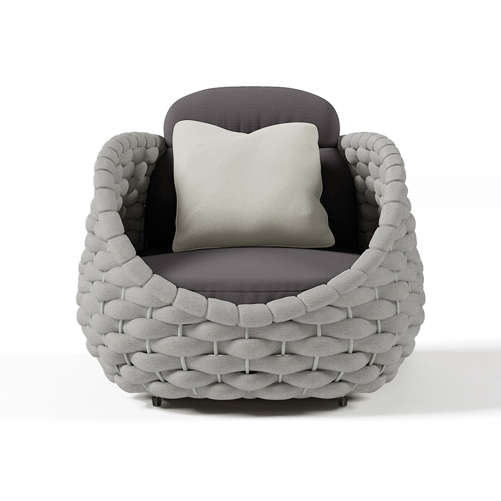 Tatta Modern Outdoor Chair Woven Textilene Rope Armchair with Removable