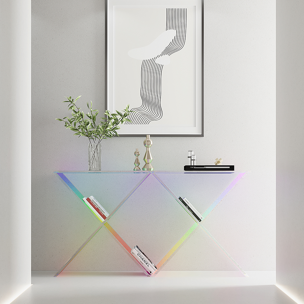 Clearic Acrylic Iridescent Console Table Modern Accent Entryway