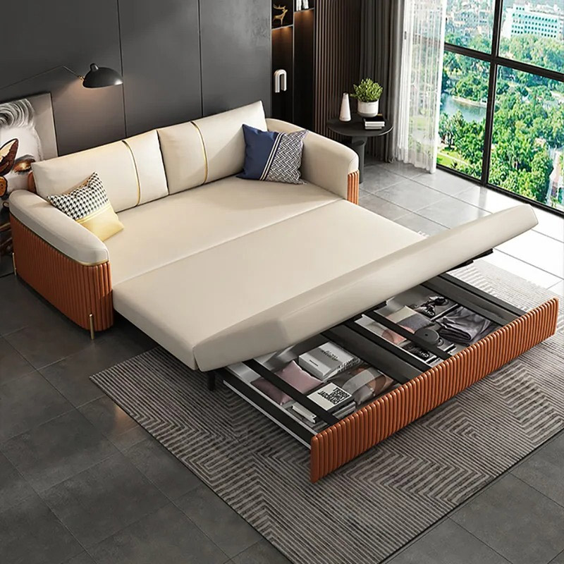 2010mm Full Sleeper Sofa Bed with Storage Upholstered Convertible Cotton & Linen