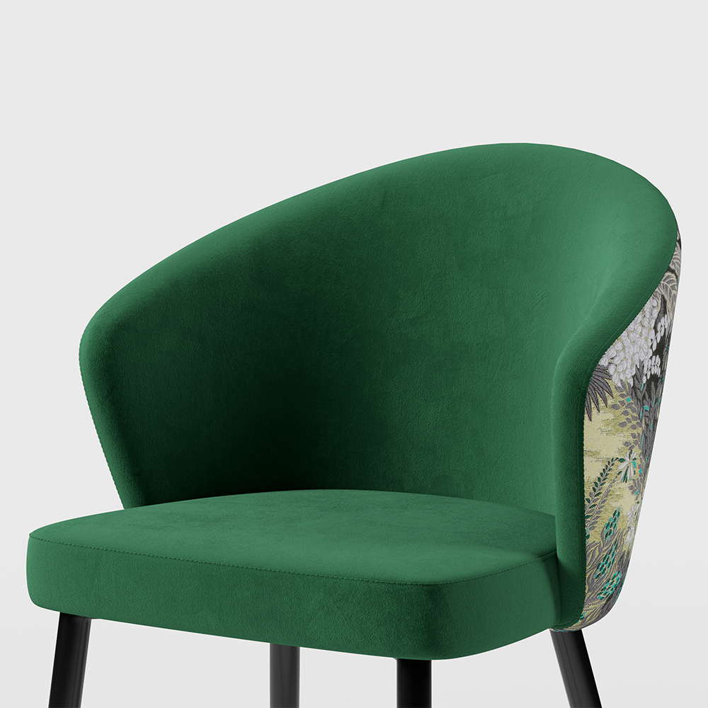 Decorica Green Upholstered Velvet Dining Chair Modern Arm Chair in Gold