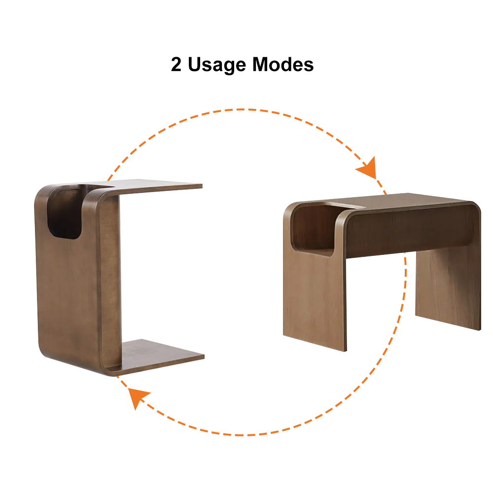 Oak Wood CStyle End Table with Magazine Rack Organizer C Side Table in