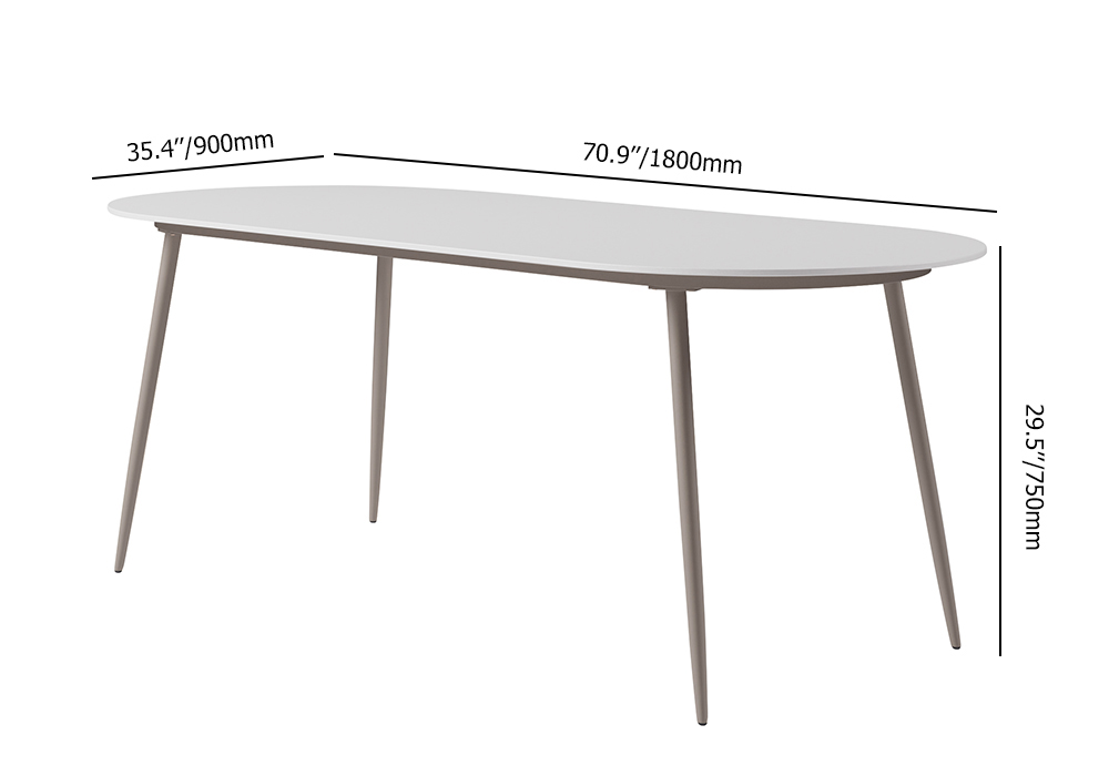 7 Pieces Outdoor Dining Set with Oval Faux Marble Top Table and Rope