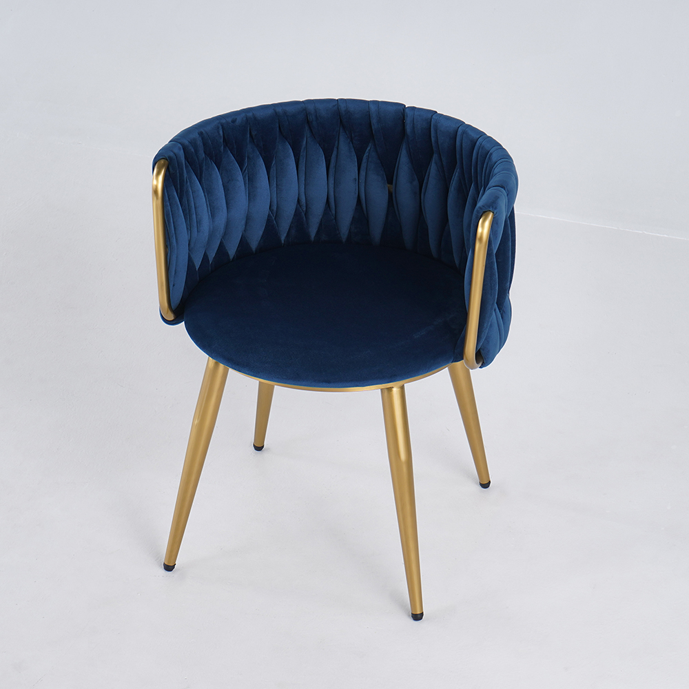 Nordic Blue Barrel Back Dining Chair Round Accent Chair with Velvet ...