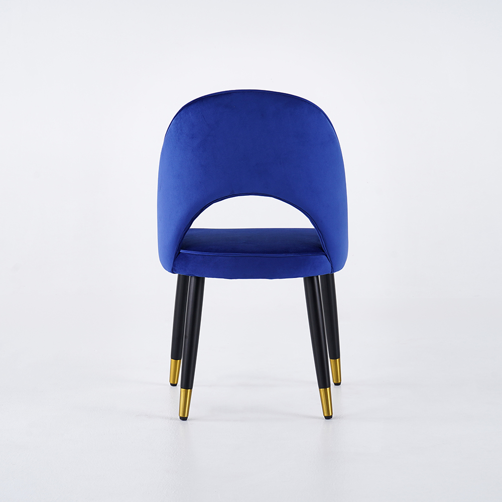 Modern Upholstered Blue Dining Chair Velvet Curved Back (Set of 2
