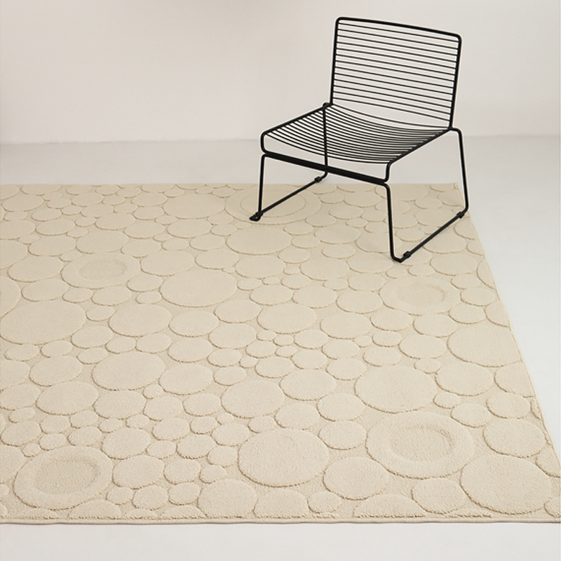 3' x 5' Modern Cream Textured Area Rug Embossed Bubble Rug For Living Room Bedroom Rugs