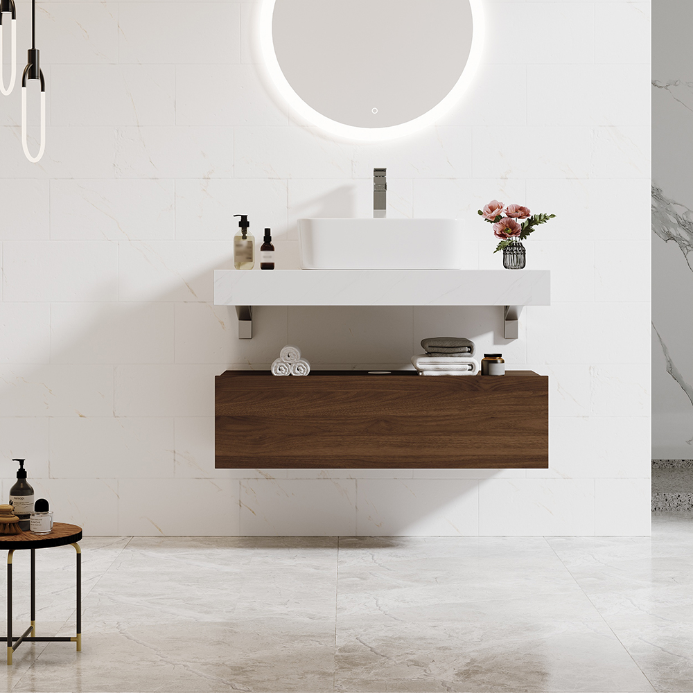 900mm Modern Floating Bathroom Vanity Set With Single Basin White and