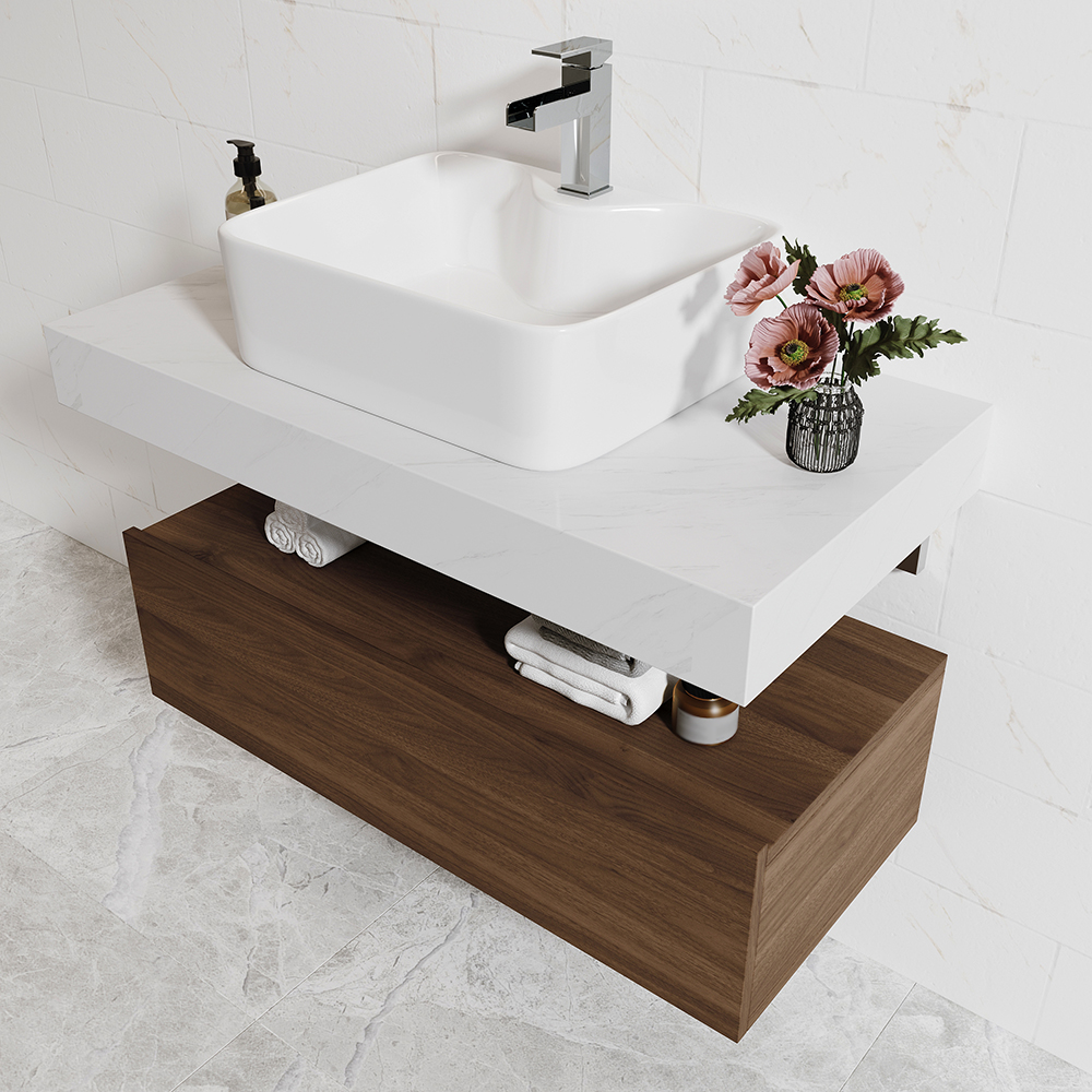 900mm Modern Floating Bathroom Vanity Set With Single Basin White and