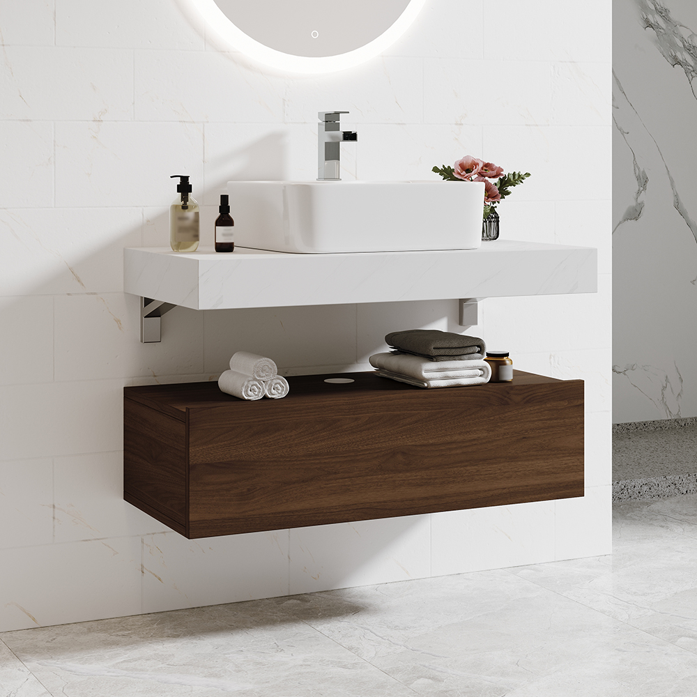 900mm Modern Floating Bathroom Vanity Set With Single Basin White and