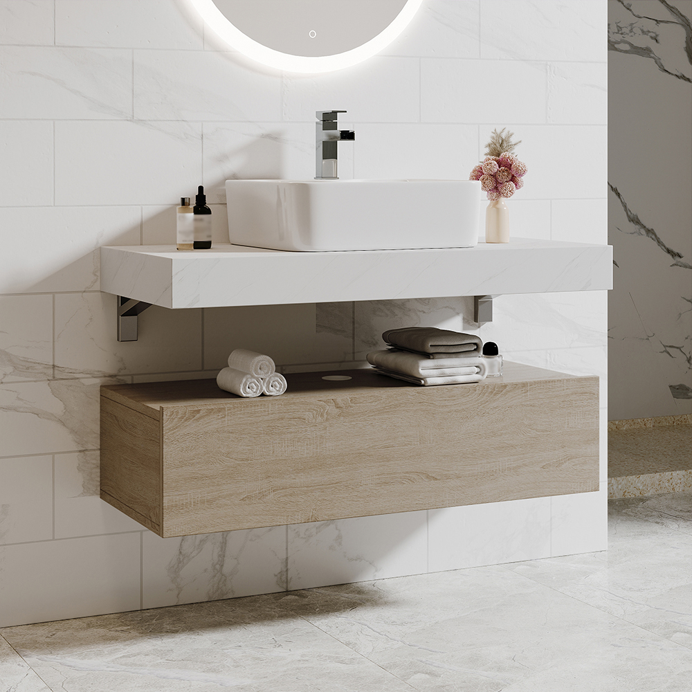 40" Modern Floating Bathroom Vanity Set With Single Sink White and