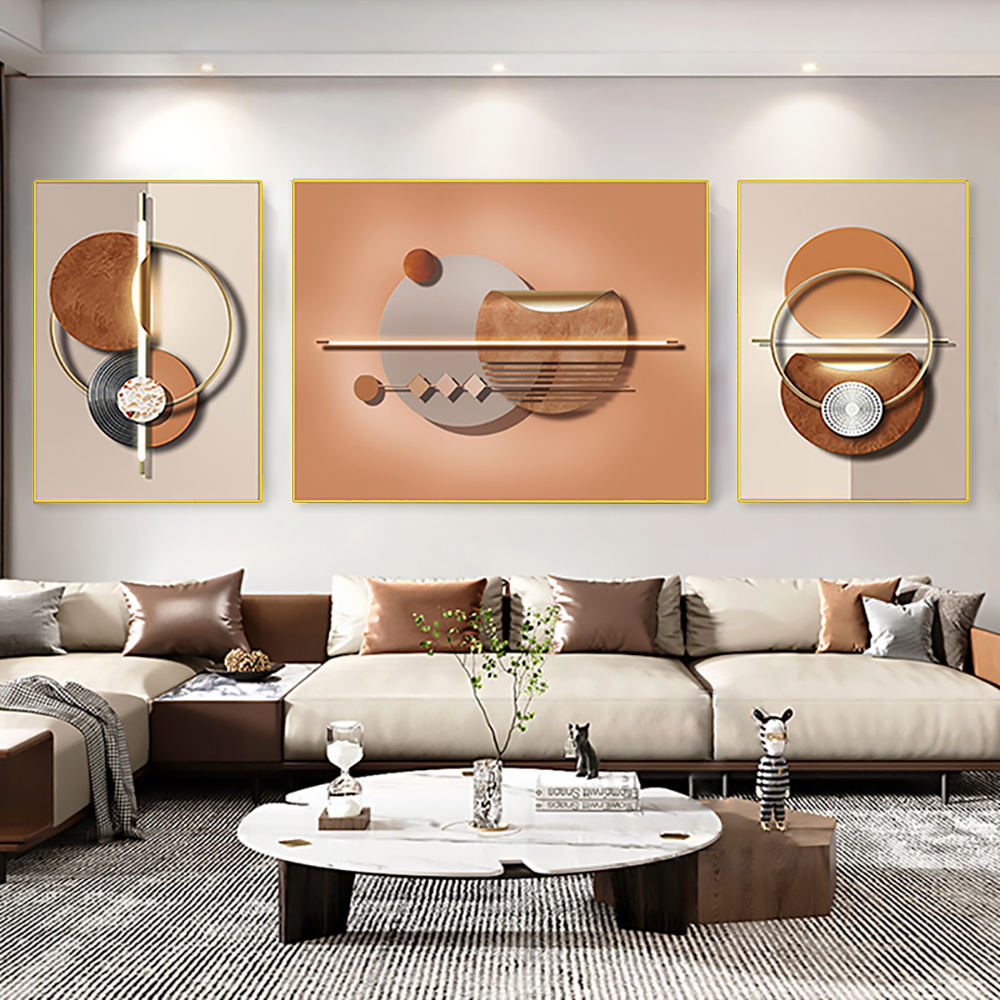 3 Pieces Modern Geometric Abstract Wall Decor Set Canvas Painting with ...