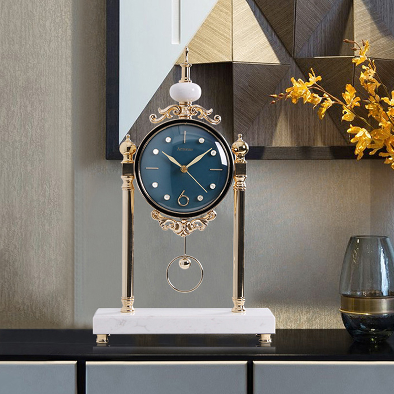 traditional-metal-blue-round-mantel-table-top-clock-with-pendulum