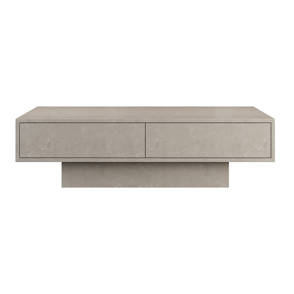 Japandi Rectangle Concrete Gray Coffee Table with 2 Drawers & Open ...