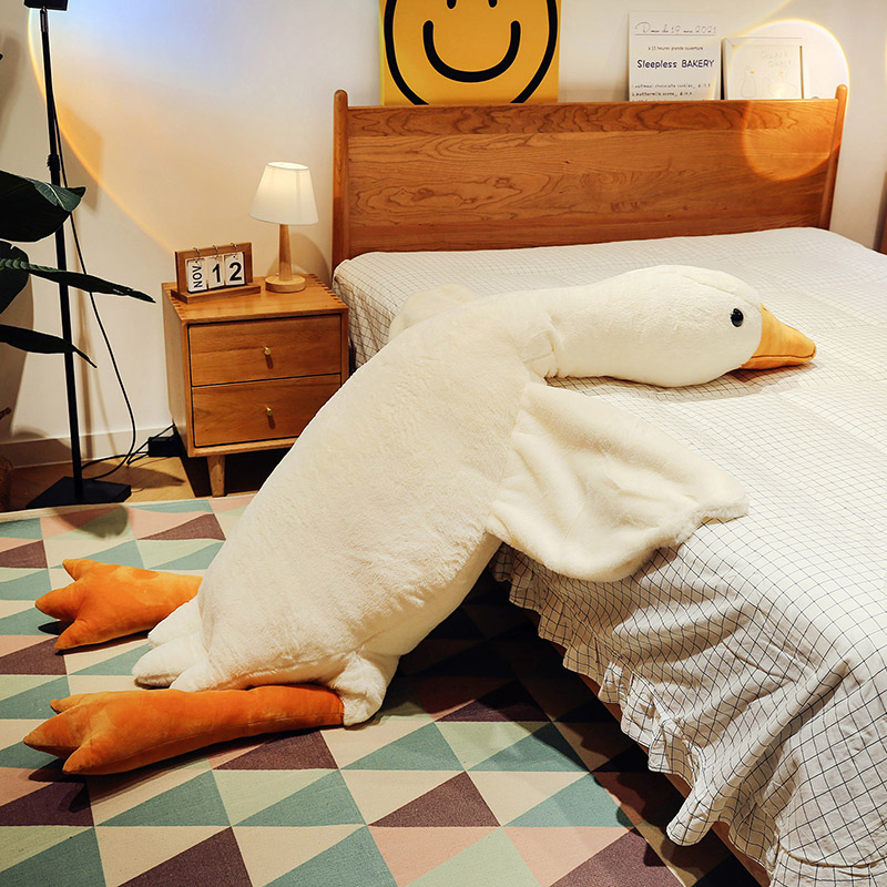 75" x 12" Large White Soft Cotton Plush Duck Goose Full Body Pillow Bed