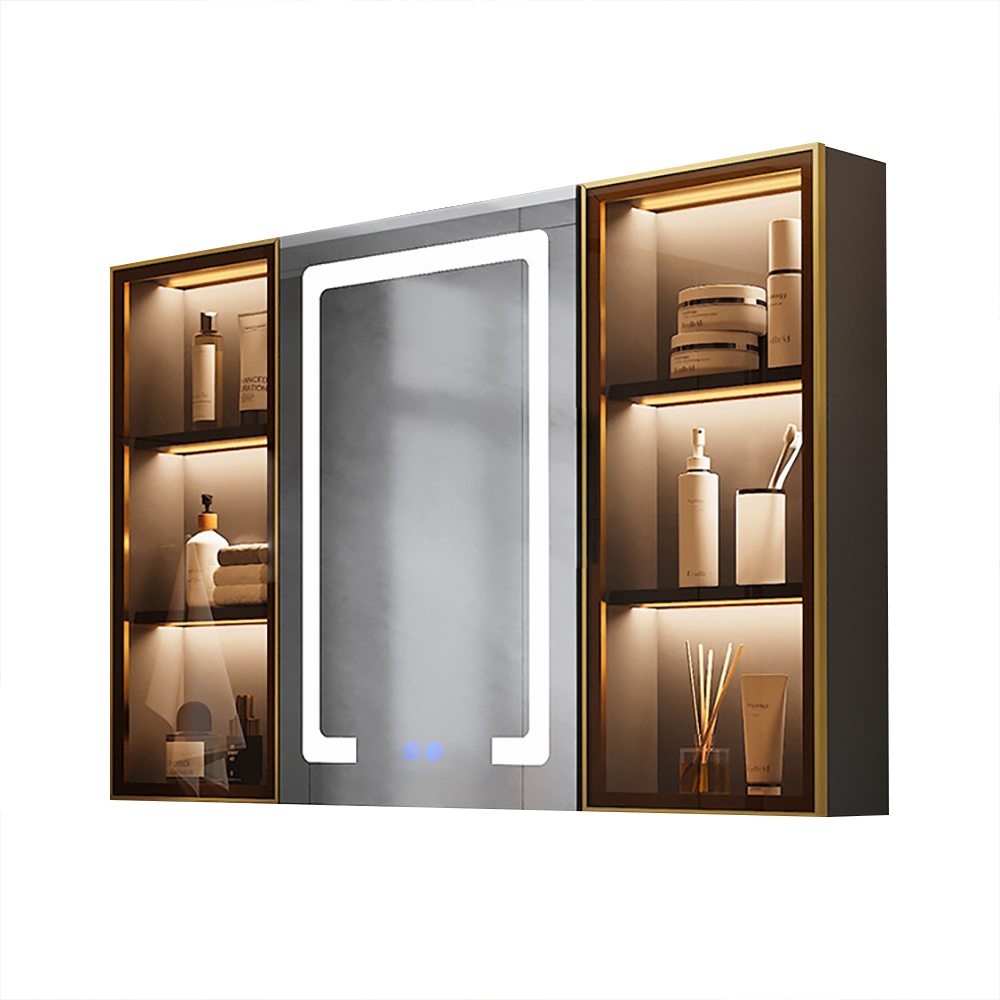 1000mm Black Wall-mount LED Lighted Bathroom Medicine Cabinet Vanity ...