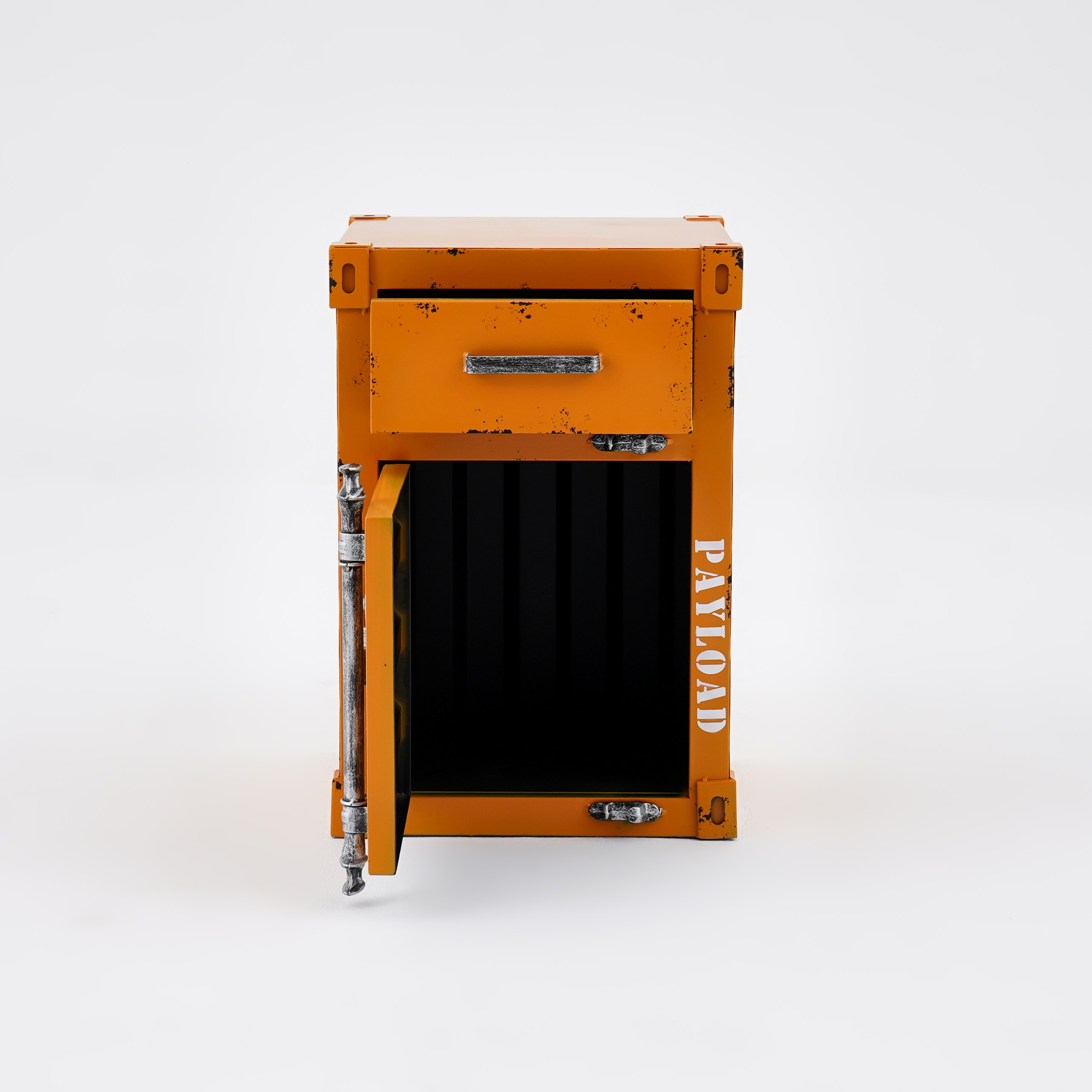 Ctainer Industrial Orange Nightstand Retro Bedside Storage Cabinet with ...