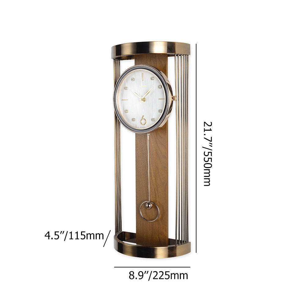 Modern Metal Hollowout Wall Clock with Pendulum & Rhinestones Clocks