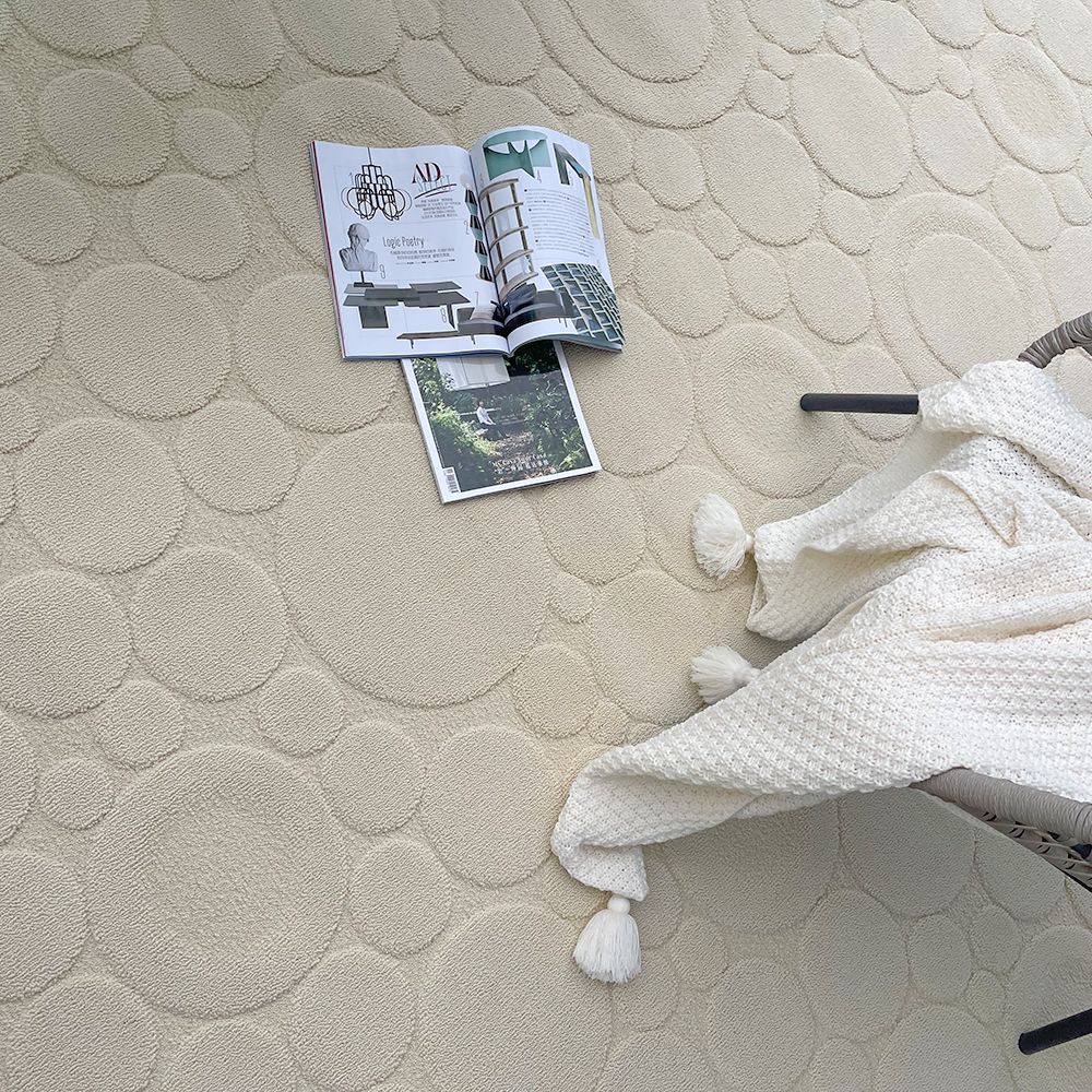 3' x 5' Modern Cream Textured Area Rug Embossed Bubble Rug For Living ...