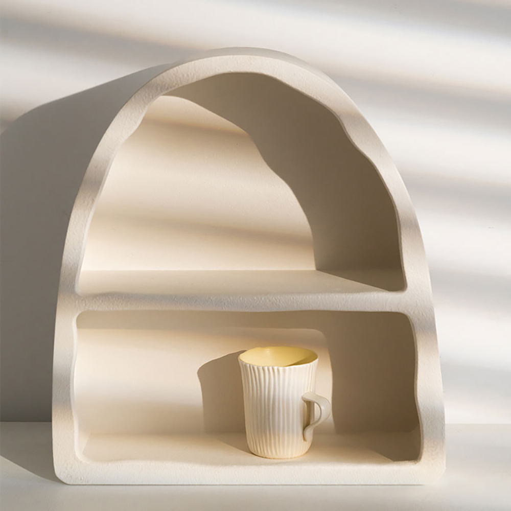 Nordic White Wall Mounted Shelf Floating Wooden Wall Shelf with Ample