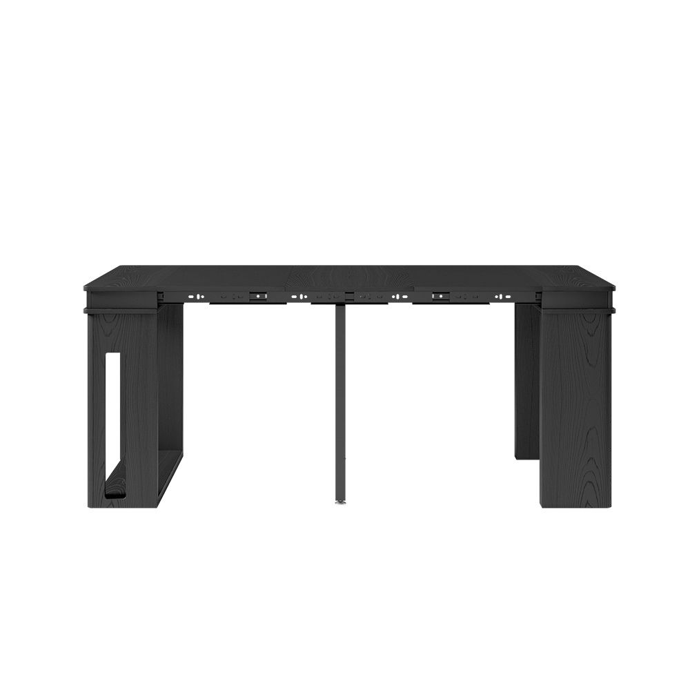 Modern Black Extendable Dining Table Set Rectangle Storage Sideboard