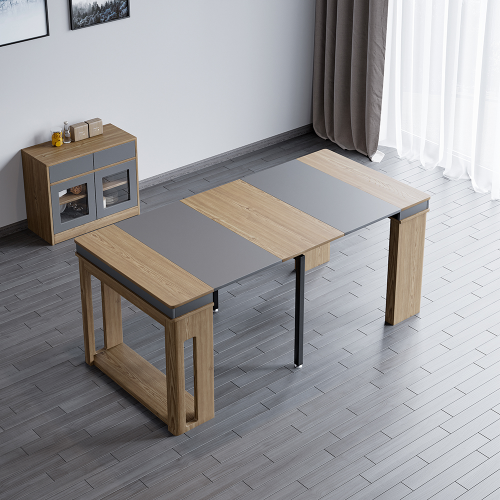 Modern Extendable Dining Table Rectangle Sideboard with Storage in ...