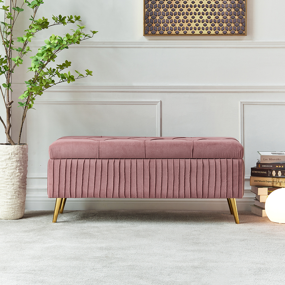 Modern Velvet Storage Bench Flip Top In Pink With Gold Legs Bedroom   5cdfc01fc473a38af8e2f627ae90a8f0 