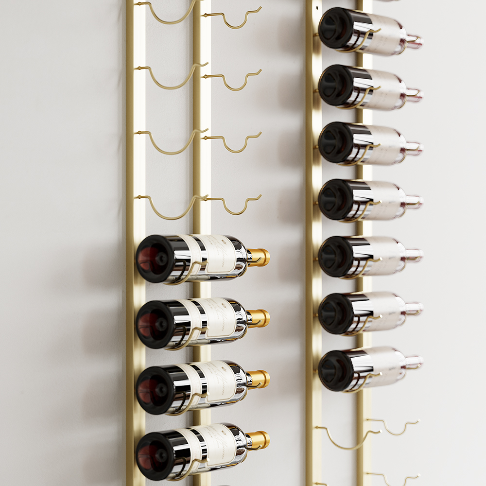 Modern Gold Wall Mounted Wine Bottle Rack 21Bottle Metal Wine Rack Kitchen & Dining Furniture