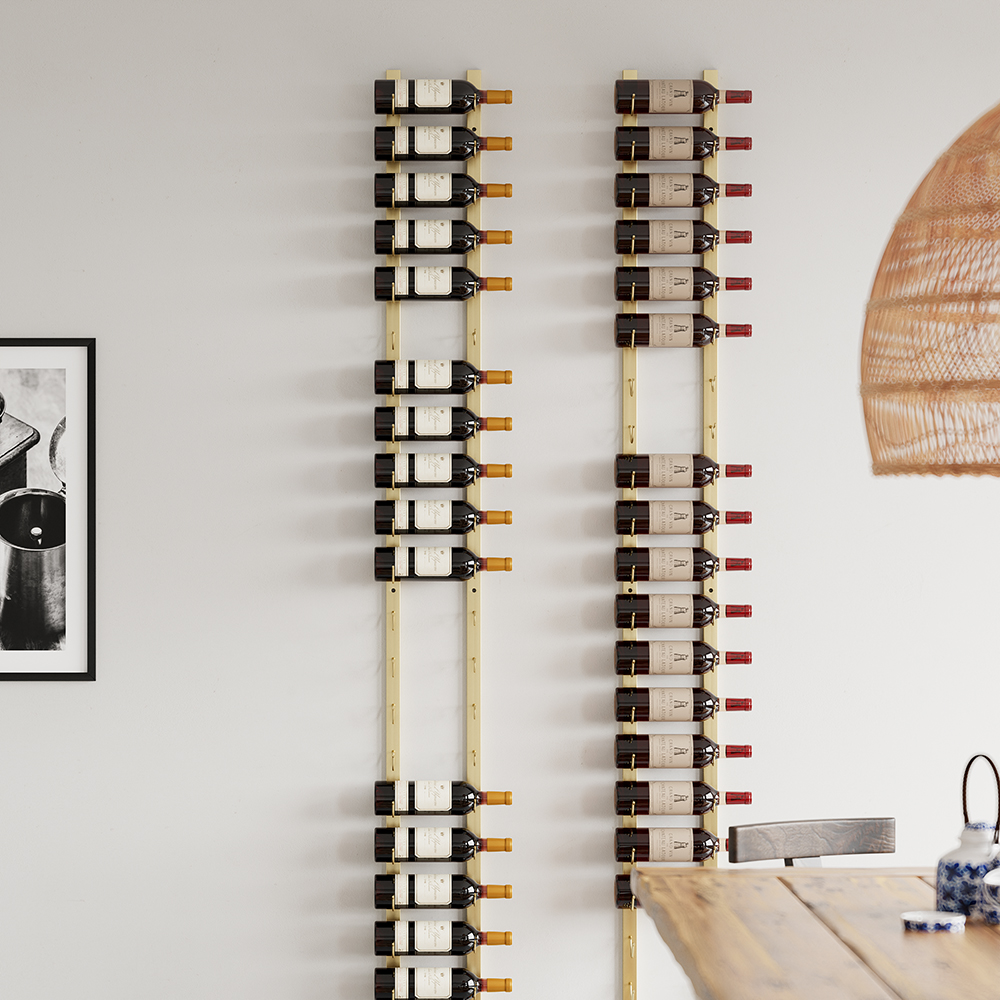 Modern Gold Wall Mounted Wine Bottle Rack 21Bottle Metal Wine Rack