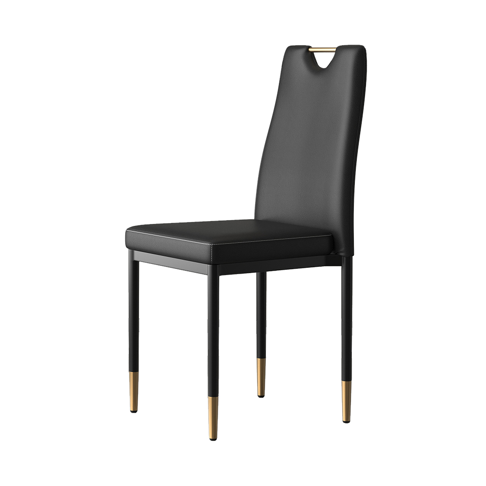 Modern Upholstered Dining Chair in Black (Set of 2) with Carbon Steel